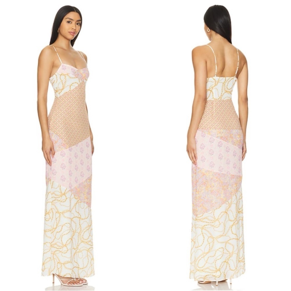 MAJORELLE Carrie Maxi Dress in Gold Multi - Picture 2 of 7
